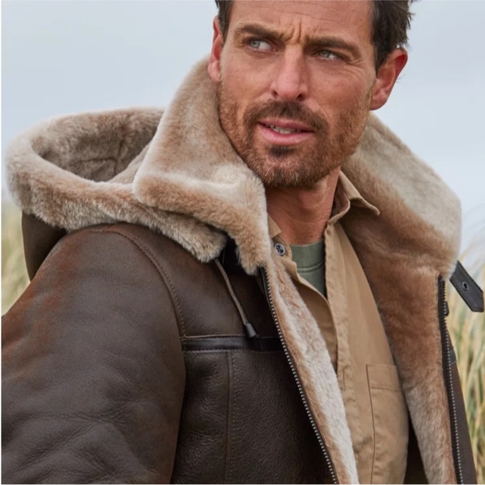 Brown Shearling Aviator Jacket
